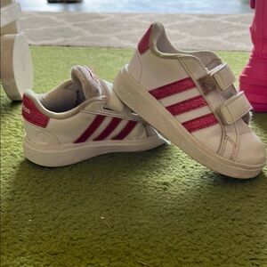 Adidas Kids White and Pink Sneakers